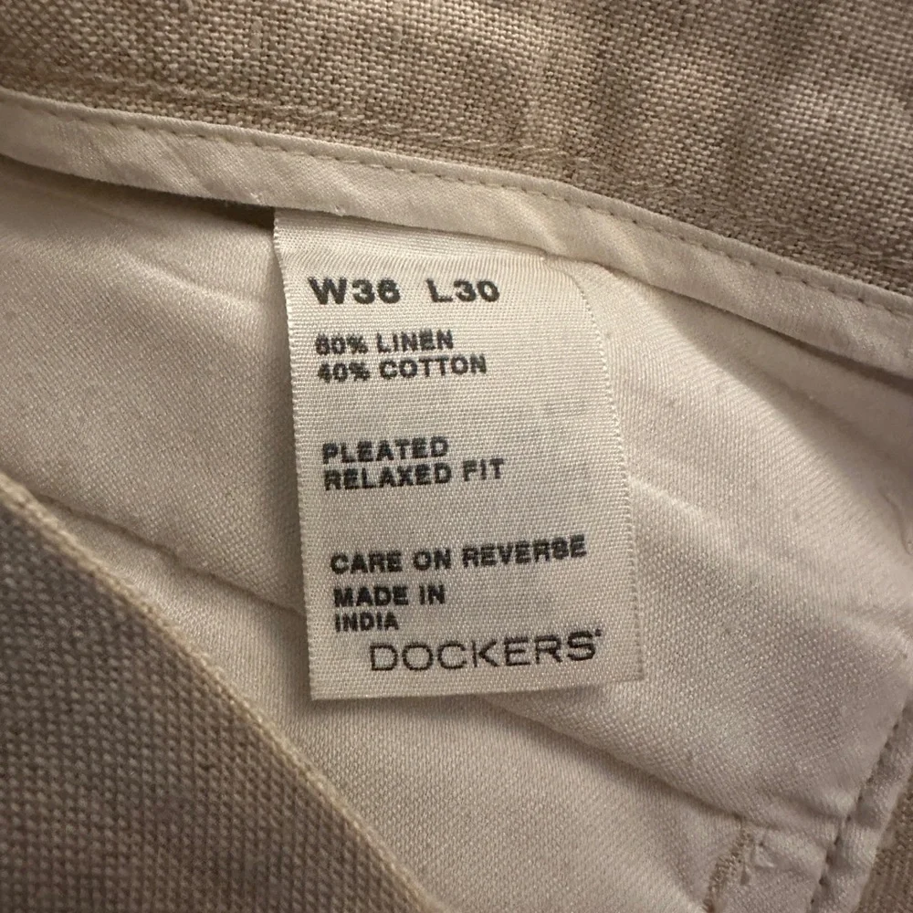 Dockers Premium linen blend relaxed fit beige trousers
